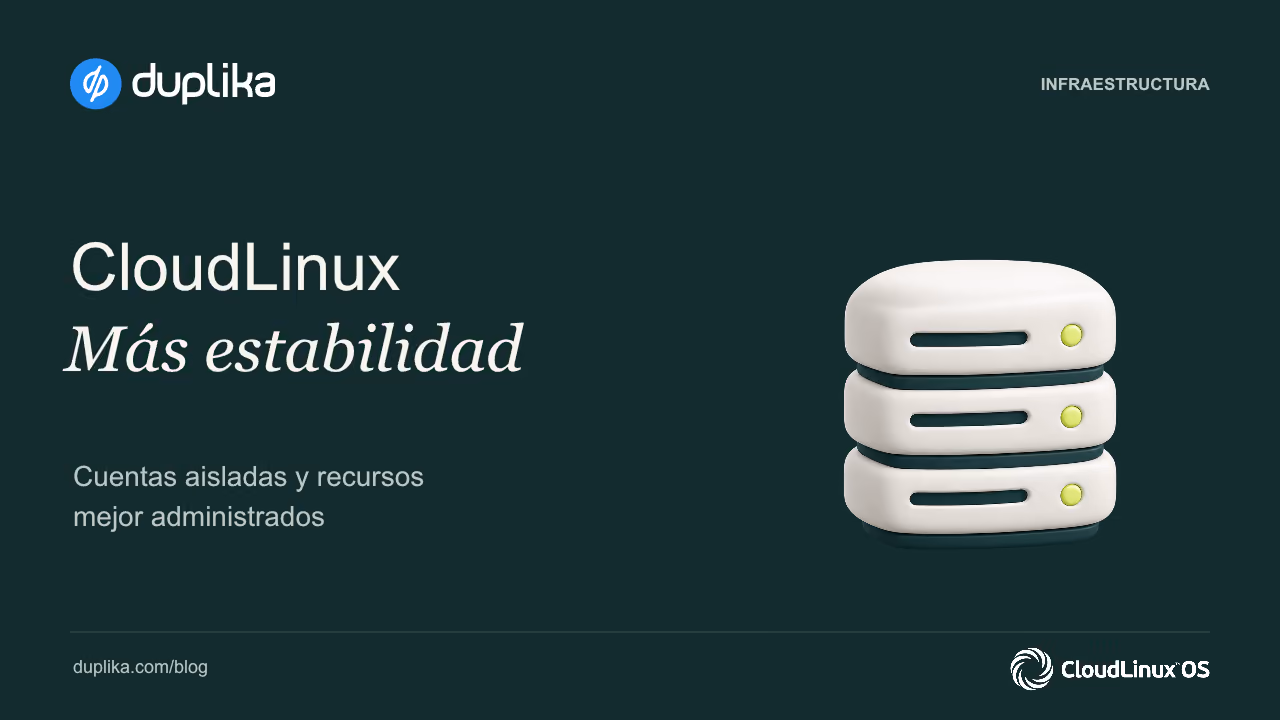 CloudLinux Más estabilidad. Cuentas aisladas y recursos mejor administrados.
