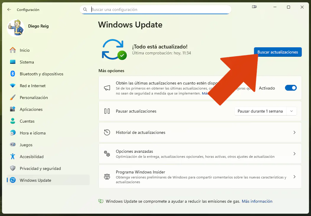 Buscar actualizaciones windows