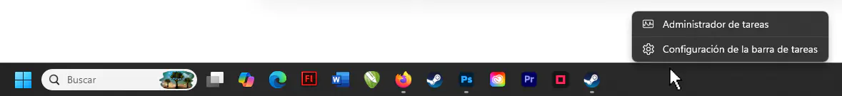 Menu barra tareas