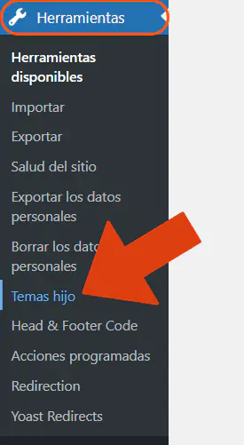 Herramientas crear child theme
