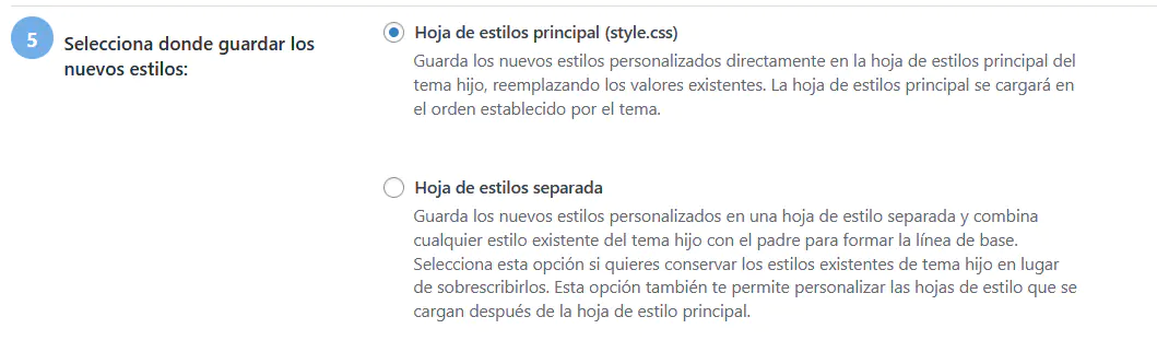 Hoja estilos css childtheme