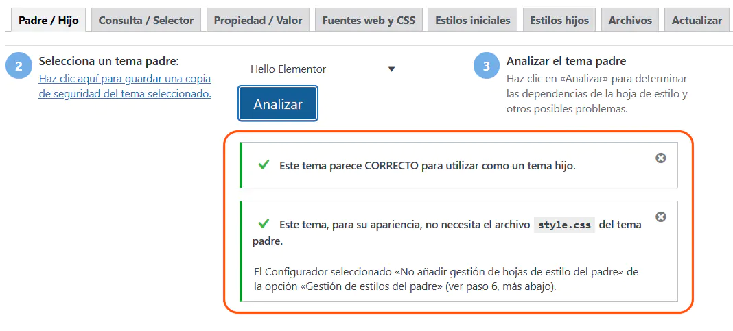 Tema compatible child theme
