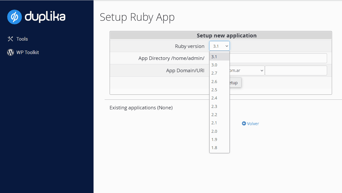elegir version de Ruby a Instalar