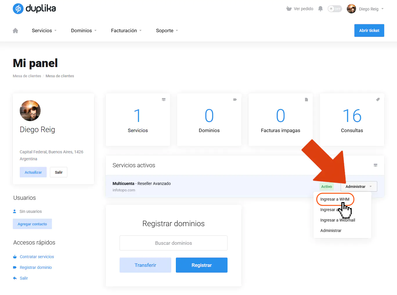 Ingresar cpanel