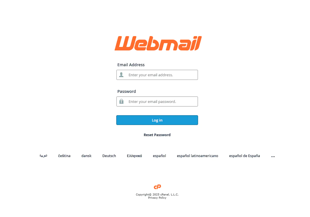 Webmail pantalla bienvenida