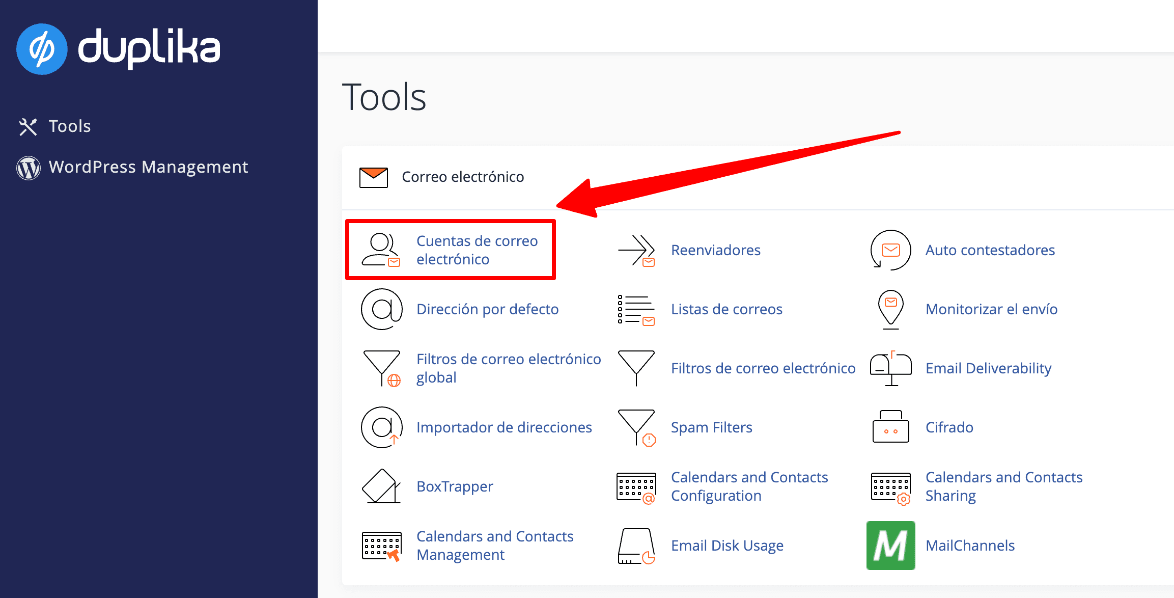 Crear cuenta correo en cPanel