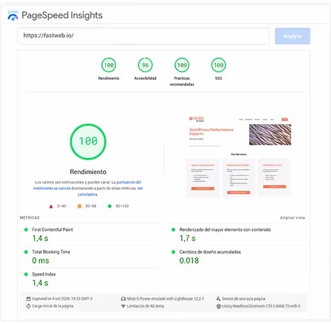 Optimizacion google puntaje100